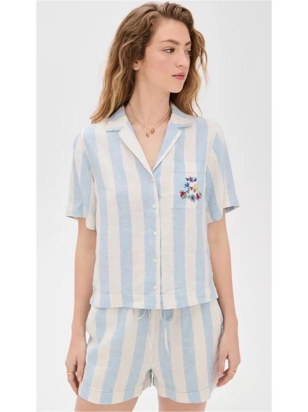 NWT Trovata Birds of Paradis Seaside Stripe Linen Matching Set XS